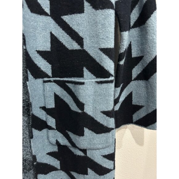 Birch NY NWT Open Front Cardigan Coat Pockets Blue Black Houndstooth Size S - Picture 4 of 9